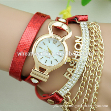 fashion teenage girl wrap women leather watch bracelet